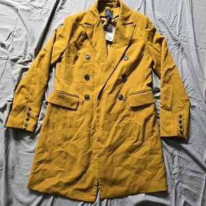 Forever 21 Mustard Double-Breasted Coat